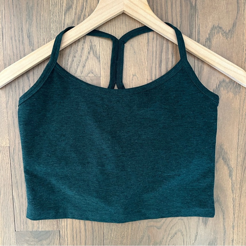 Beyond Yoga Spacedye Slim Racerback Cropped Tank in Dark Spruce Green Medium